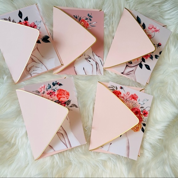 Set of Five Floral Women Elegant Greeting Cards & Luxury Envelo… - Picture 3 of 16